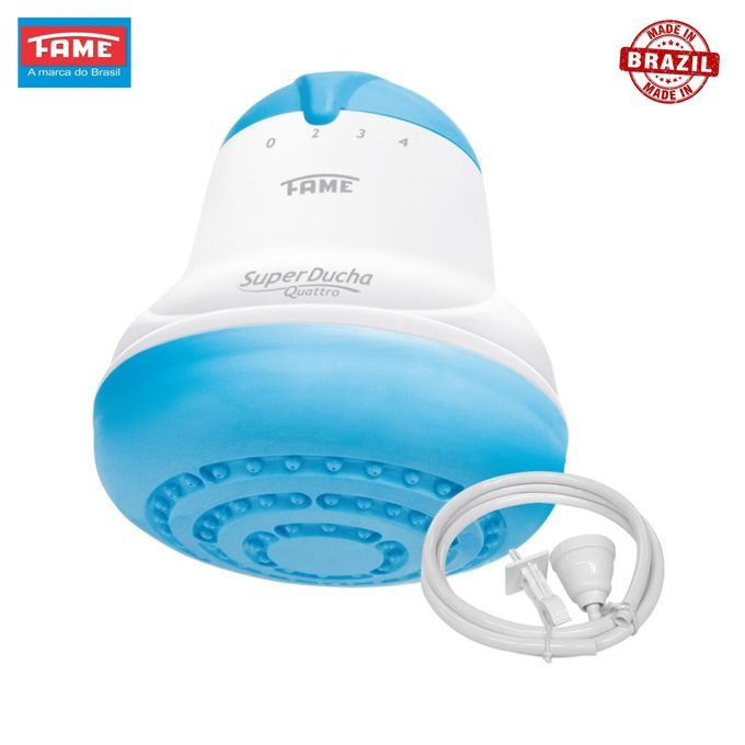 "Fame Super Ducha 4T Electric Shower Head – Original High-Quality Brazil-Made Instant Hot Water Shower for Salty, Normal & Borehole Water – 4 Temperature Settings, Durable & Energy Efficient for Daily