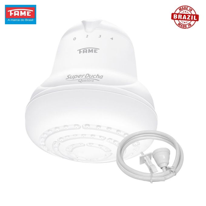 "Fame Super Ducha 4T Electric Shower Head – Original High-Quality Brazil-Made Instant Hot Water Shower for Salty, Normal & Borehole Water – 4 Temperature Settings, Durable & Energy Efficient for Daily
