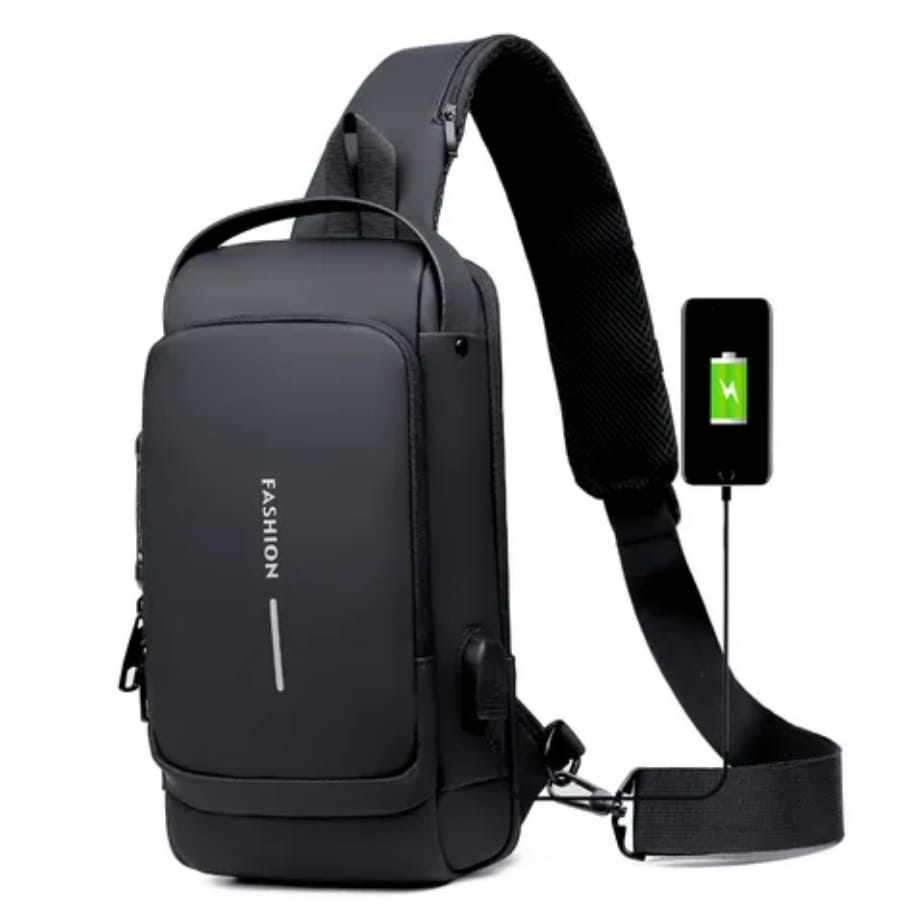 "Multifunction Anti-Theft USB Shoulder & Chest Sling Bag – Waterproof Travel Crossbody Backpack with Charging Port, Secure Zipper Design, and Adjustable Strap – Ideal for Commuting, Travel, Hiking & D