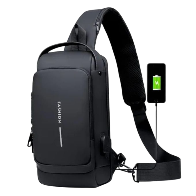 "Multifunction Anti-Theft USB Shoulder & Chest Sling Bag – Waterproof Travel Crossbody Backpack with Charging Port, Secure Zipper Design, and Adjustable Strap – Ideal for Commuting, Travel, Hiking & D
