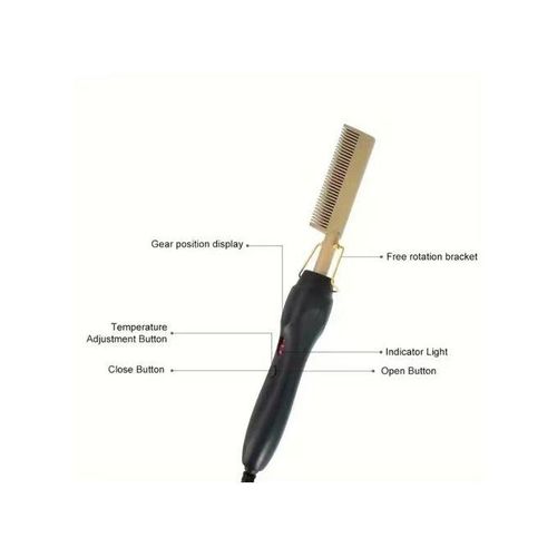 3-in-1 Hot Comb Electric Hair Straightener & Curler – Fast-Heating Ceramic Straightening Brush for Smooth, Frizz-Free, Salon-Quality Styling"