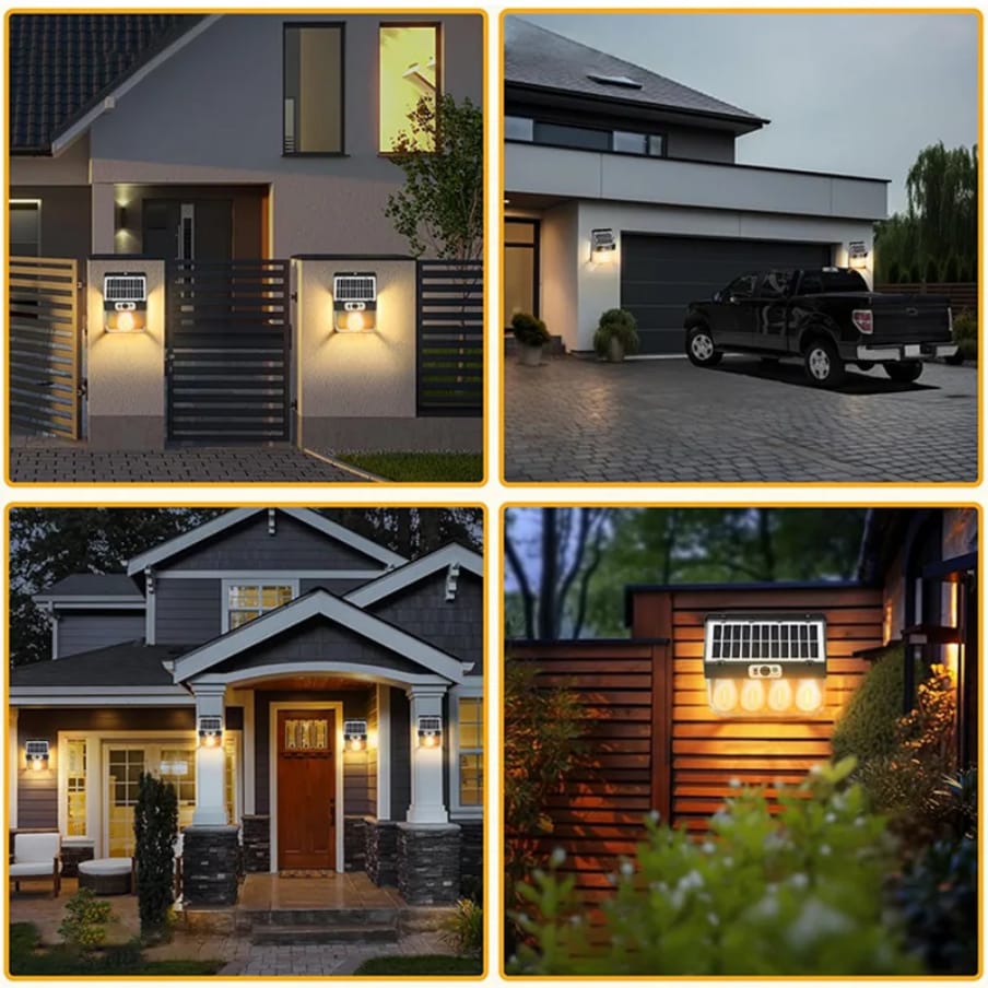 Outdoor Solar Wall Light with Tungsten Bulb – Motion Sensor, 18650 Battery & Solar Panel | Perfect for Garden, Stairs, Driveways & Patios"