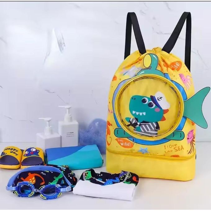 4-Piece Swimming Set for Kids & Beginners – Goggles, Swim Cap, Cartoon Towel & Drawstring Bag | Complete Pool & Beach Kit