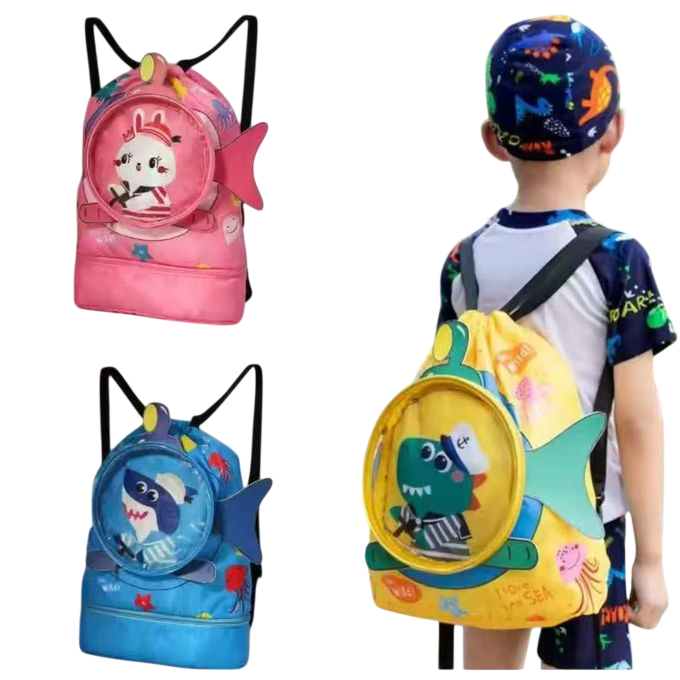 4-Piece Swimming Set for Kids & Beginners – Goggles, Swim Cap, Cartoon Towel & Drawstring Bag | Complete Pool & Beach Kit