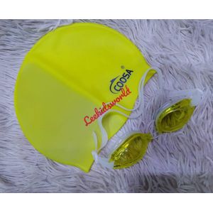 Children’s Swimming Goggles and Swim Cap Set – Leakproof Anti-Fog UV-Protected Goggles with Comfortable Stretchable Swimming Cap for Kids