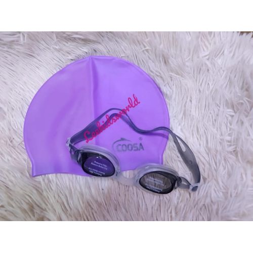 Children’s Swimming Goggles and Swim Cap Set – Leakproof Anti-Fog UV-Protected Goggles with Comfortable Stretchable Swimming Cap for Kids