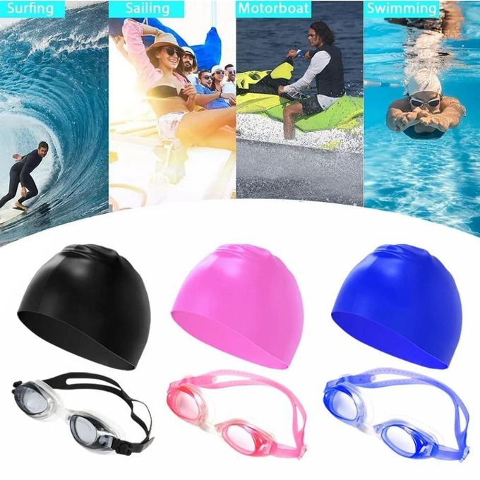 Children’s Swimming Goggles and Swim Cap Set – Leakproof Anti-Fog UV-Protected Goggles with Comfortable Stretchable Swimming Cap for Kids