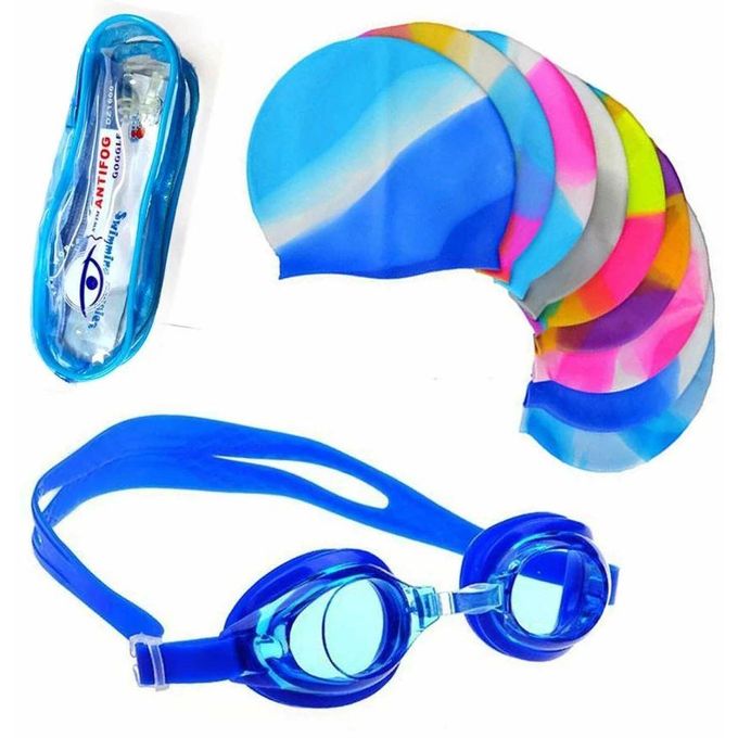 Children’s Swimming Goggles and Swim Cap Set – Leakproof Anti-Fog UV-Protected Goggles with Comfortable Stretchable Swimming Cap for Kids