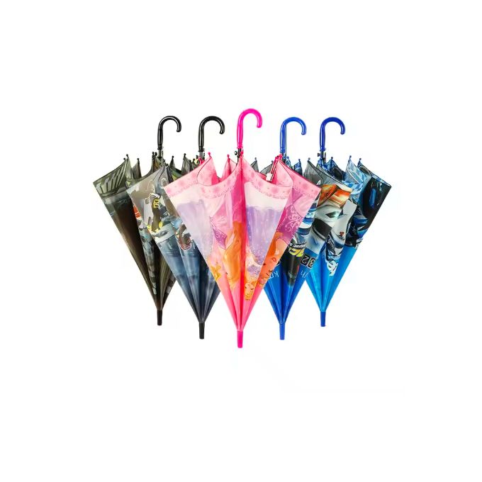 Kids Cartoon Print Umbrella – Fun Colorful Rainproof Umbrella with Easy Grip Handle – Durable Wind-Resistant Children’s Rain Gear