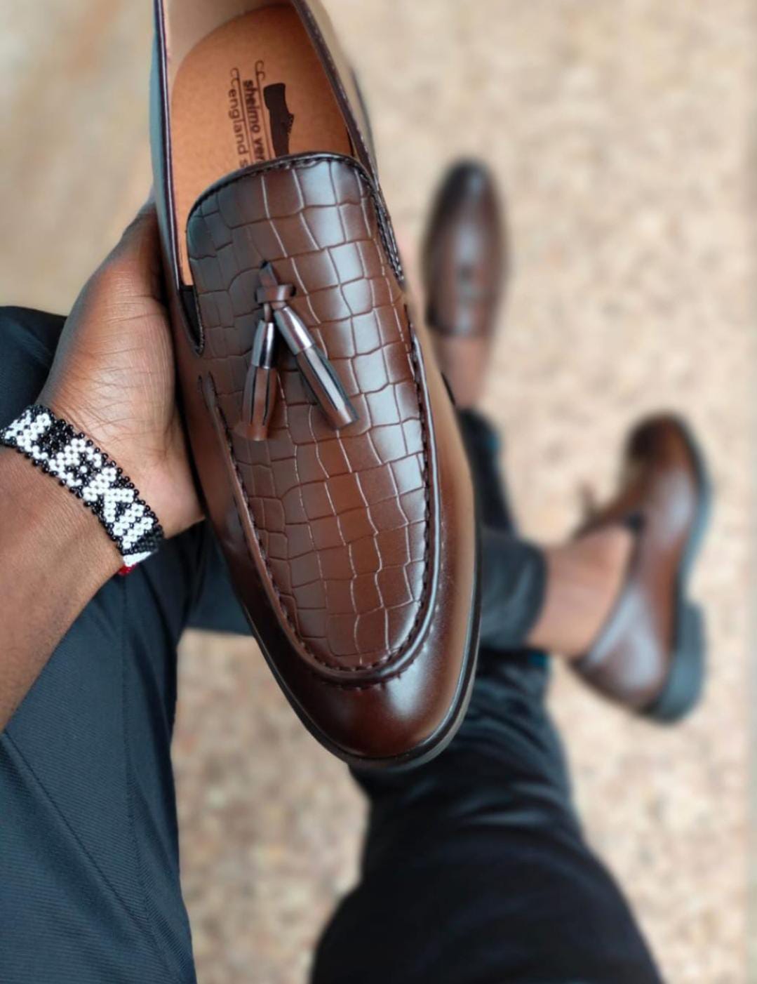 Quality leather moccasins 🔥 💯 Men's Official Shoes Rubber sole ✅