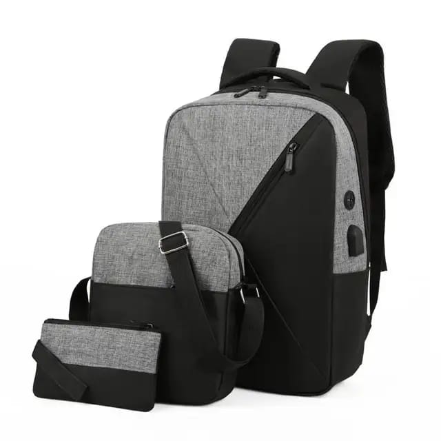 Men Laptop Backpack Bag Set Rucksack 3 in 1 unisex Travel Bag With USB Jack Large Capacity School Bag