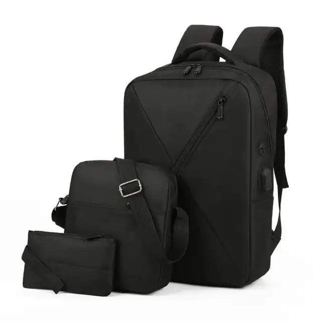 Men Laptop Backpack Bag Set Rucksack 3 in 1 unisex Travel Bag With USB Jack Large Capacity School Bag