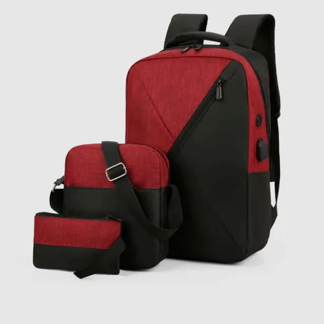 Men Laptop Backpack Bag Set Rucksack 3 in 1 unisex Travel Bag With USB Jack Large Capacity School Bag
