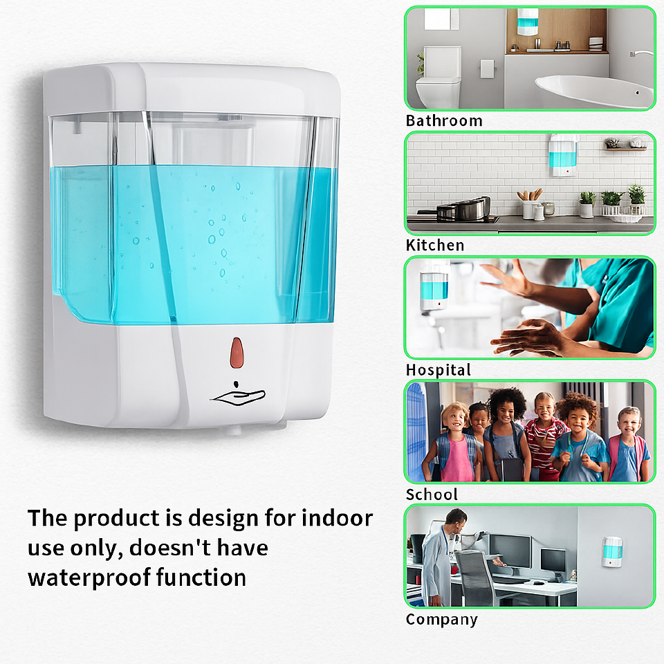 🧴 Automatic Touchless Liquid Soap Dispenser – Smart Sensor Hand Sanitizer Dispenser ✨ – 🤲 Hygienic Hands-Free Operation | 💧 Ideal for Bathroom, Kitchen, Office, School & Hospital | 🏠 Wall-Mounted