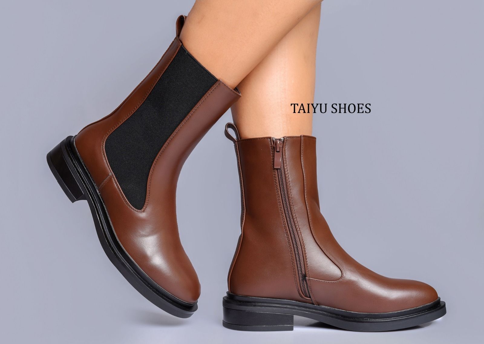 Taiyu🔥 🔥🔥🔥🔥 High Quality Low Heel Casual Women's Ankle Boots with Cotton Warm Zipper Round-Toe Winter