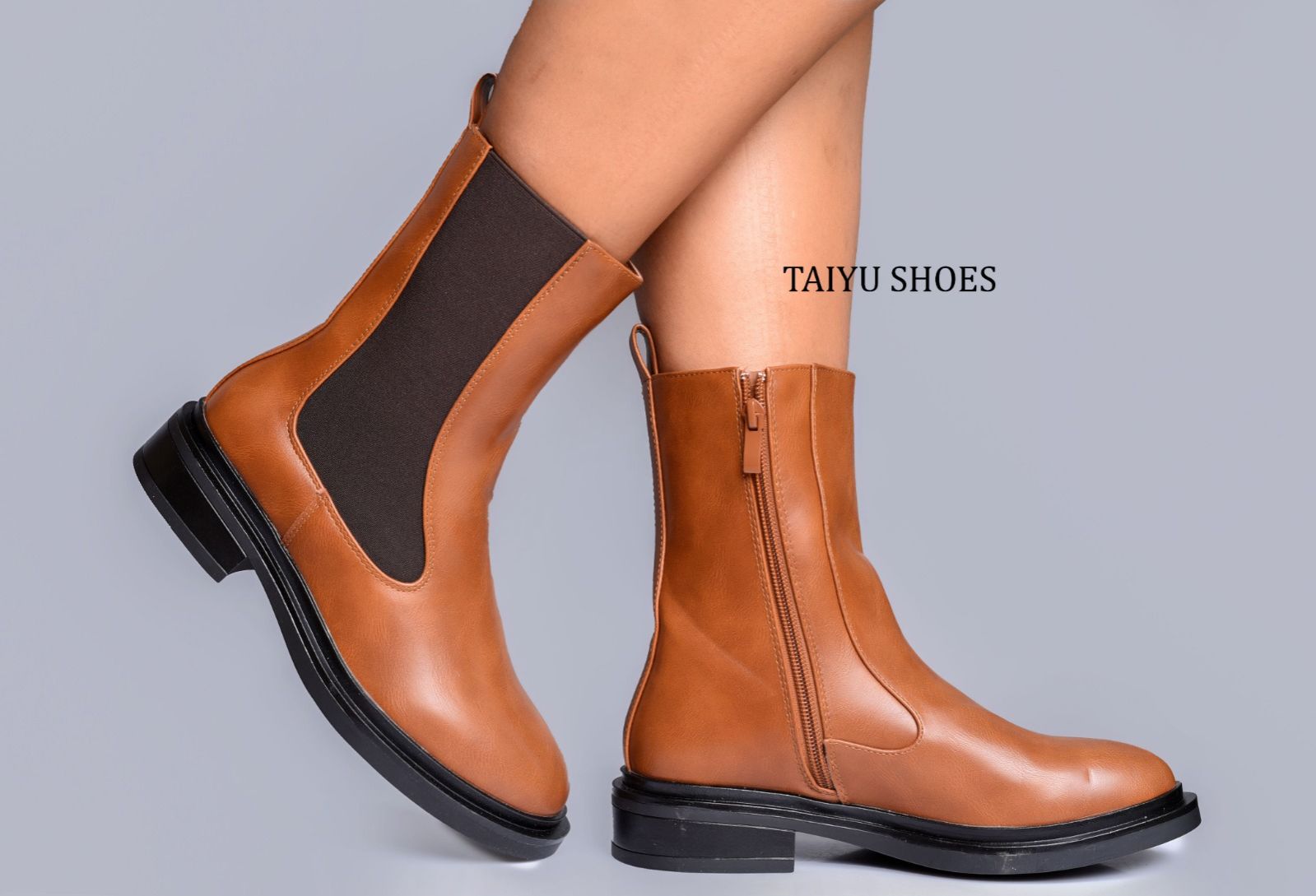 Taiyu🔥 🔥🔥🔥🔥 High Quality Low Heel Casual Women's Ankle Boots with Cotton Warm Zipper Round-Toe Winter