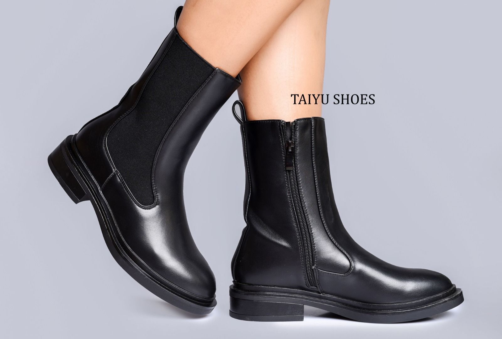Taiyu🔥 🔥🔥🔥🔥 High Quality Low Heel Casual Women's Ankle Boots with Cotton Warm Zipper Round-Toe Winter