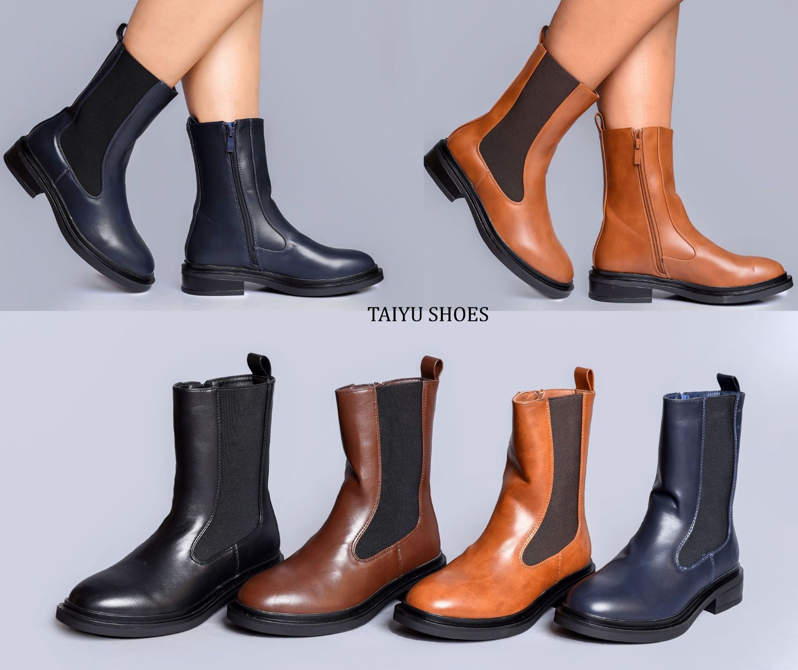 Taiyu🔥 🔥🔥🔥🔥 High Quality Low Heel Casual Women's Ankle Boots with Cotton Warm Zipper Round-Toe Winter