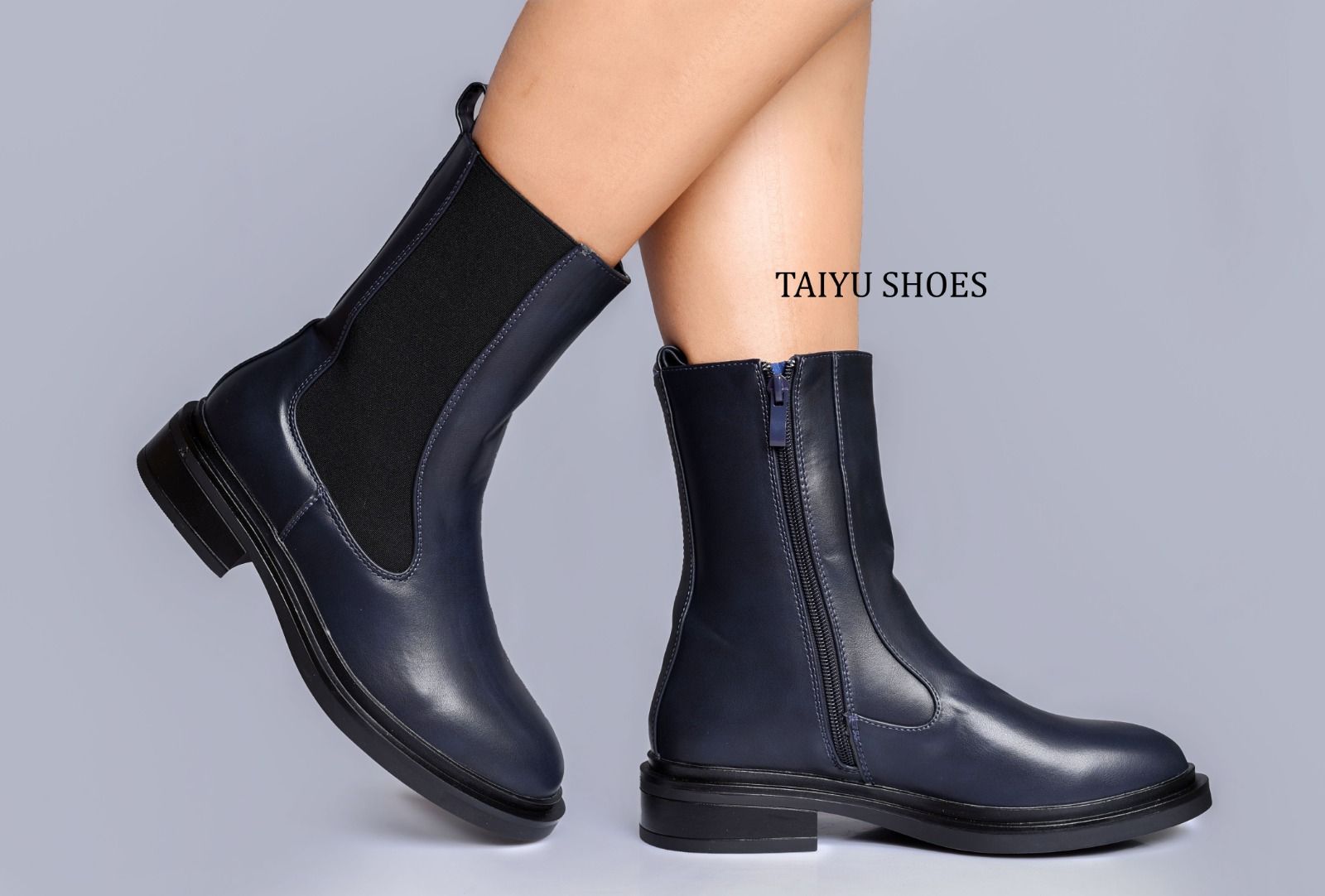 Taiyu🔥 🔥🔥🔥🔥 High Quality Low Heel Casual Women's Ankle Boots with Cotton Warm Zipper Round-Toe Winter