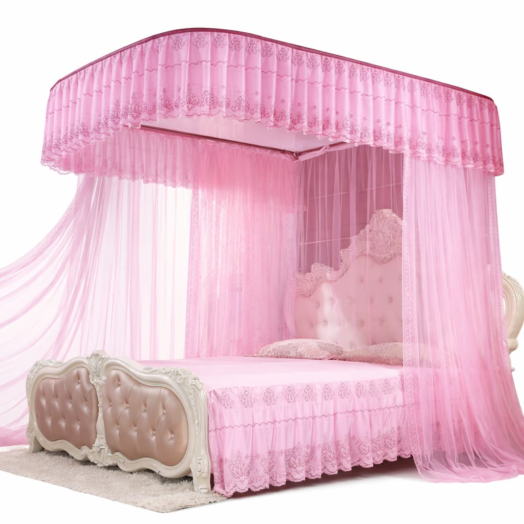 Clearance Offer✨Premium 2 stand Mosquito Net with Rails🛏️✨LUXURY AND REPELLENT TENT  CANOPY MOSQUITO NET.Pink Purple Cream and white.Full coverage protection from mosquitoes & insects.Easy to install