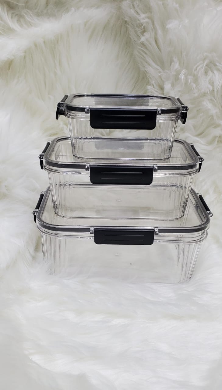 Transparent Airtight Pantry Boxes - Set Of 3