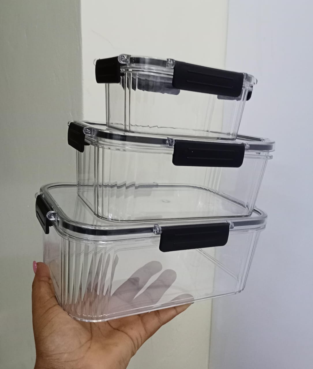 Transparent Airtight Pantry Boxes - Set Of 3