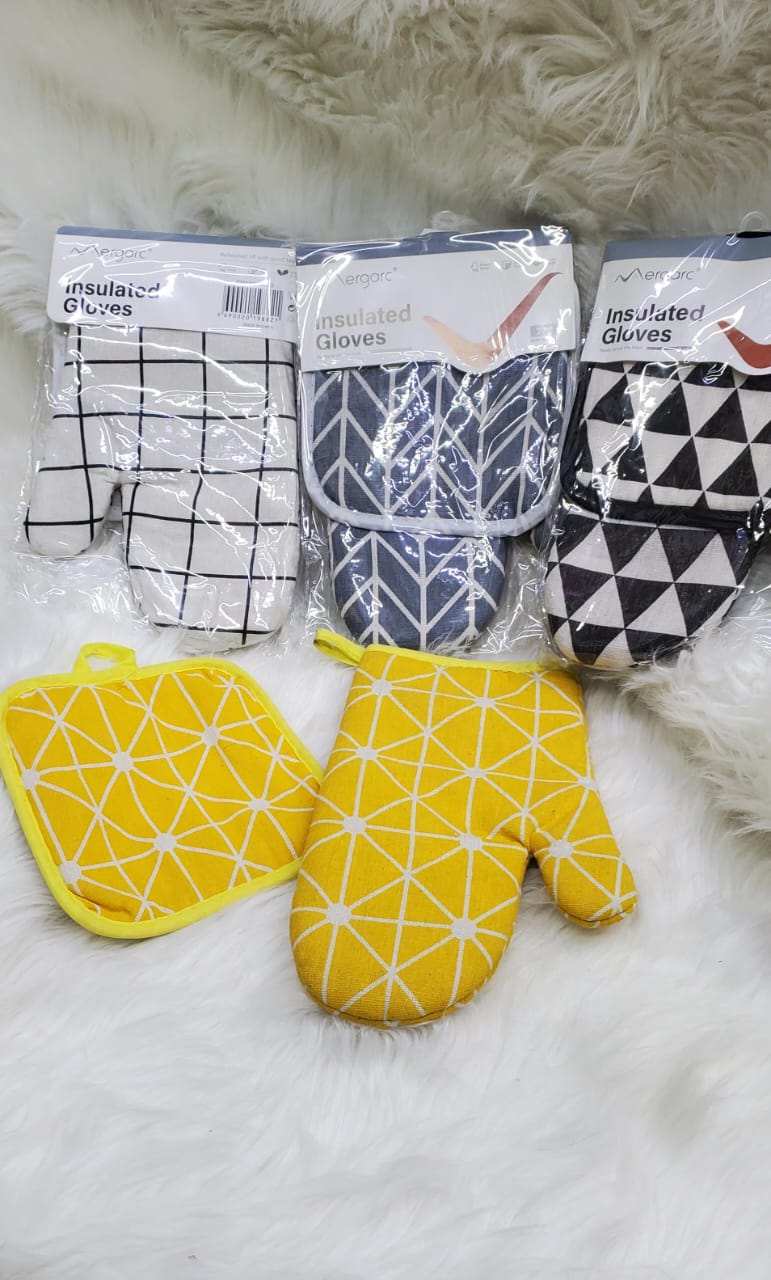 Insulated Cotton Kitchen / Oven Gloves Mittens