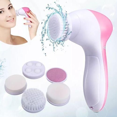 5-in-1 Facial Skin Care Massager / Face Scrubber, Soft brush to clean up all the scurf that clings on the surface, Make-up sponge to massage and clean skin.