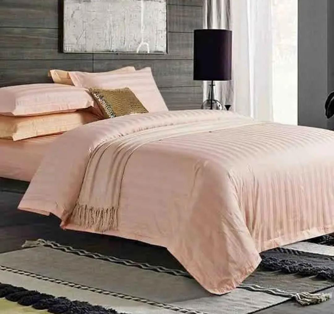 5*6 Cotton Stripped Duvet Cover Sets - 2 Pcs Pillowcases, 1 Pc bedsheet , 1 Pc Duvet cover size