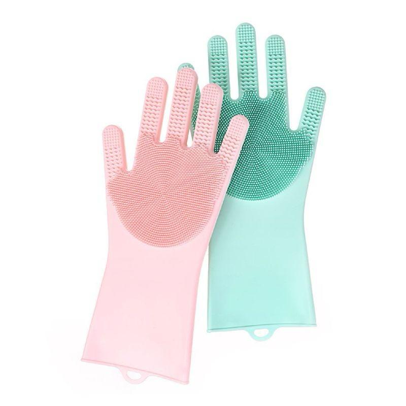 2Pc Silicon Scrubber Washing Gloves