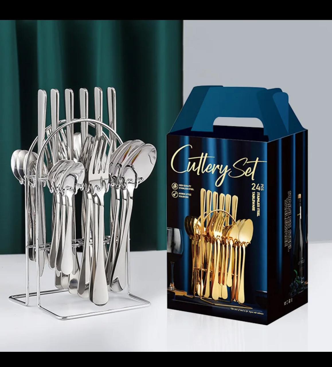 24 PCS STAINLESS STEEL CUTLERY SET