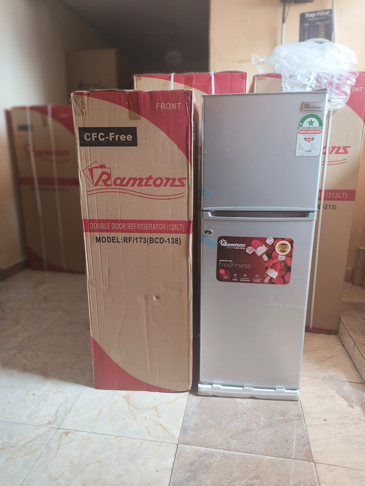 Ramtons RF/173, 2 Door Direct Cool Fridge, 128 Litres - Silver