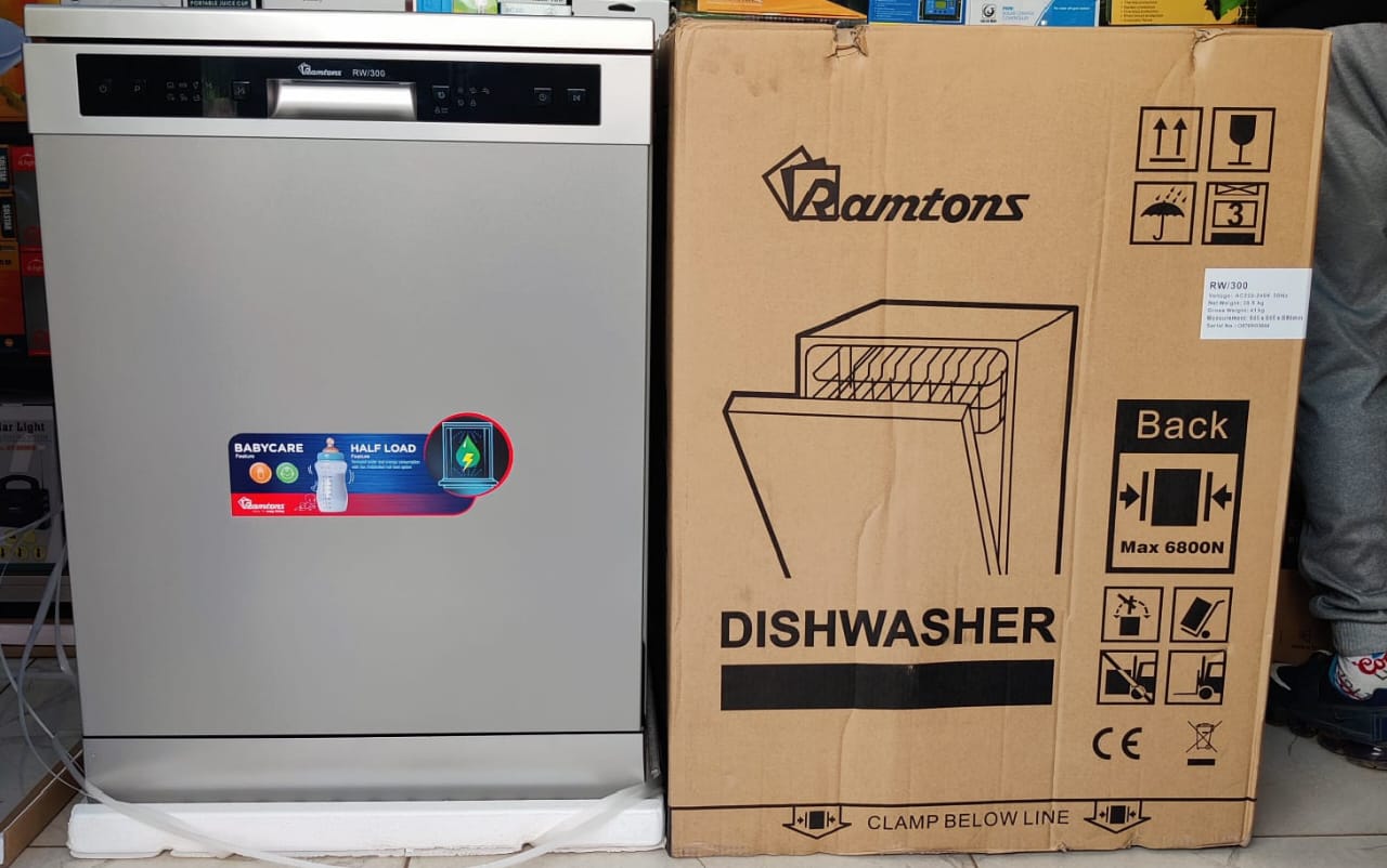 12 SETTING RAMTONS RW300 DISH WASHER, Includes a delay start, child lock, LED display, and adjustable racks. Ideal for families, it offers efficient, quiet, and reliable cleaning.