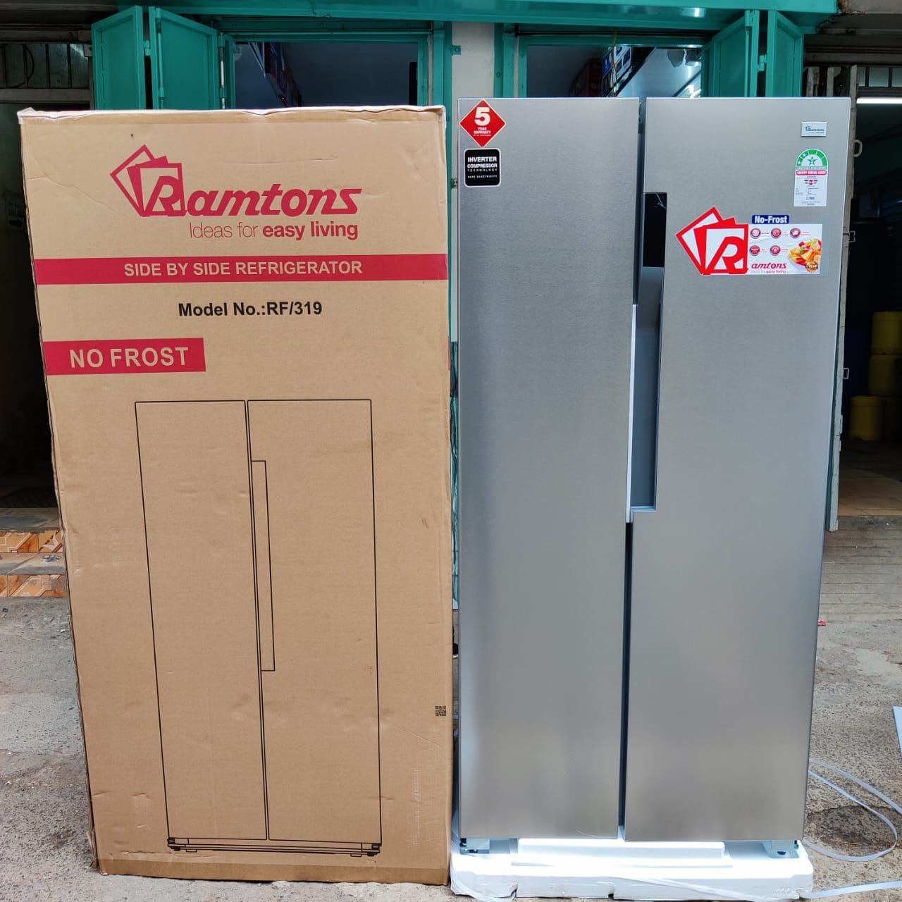 Ramtons RF319 430L Side by Side Fridge – No Frost Refrigerator, Energy Efficient, Designed with advanced No Frost technology, this refrigerator prevents ice build-up while ensuring consistent cooling