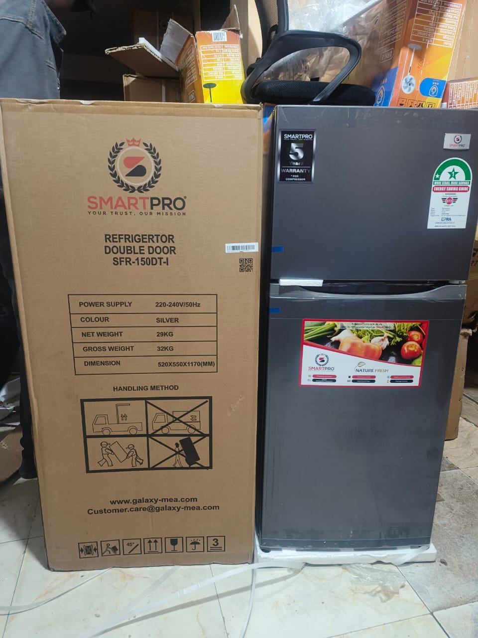 SMART PRO FRIDGE. Smart Pro SFR-150-DT-I 121L Double Door Refrigerator – Silver, Energy-efficient cooling for long-lasting freshness, Small space, big freshness , get yours before stock runs out.