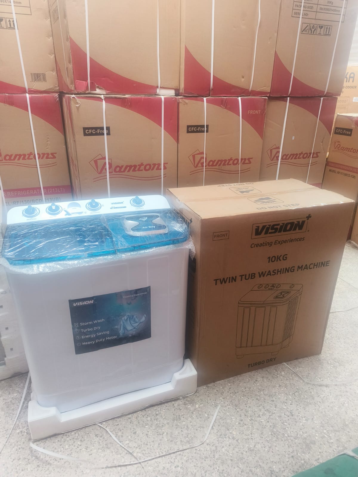 VON Semi Automatic 10kg Twin Tub Washing Machine-White