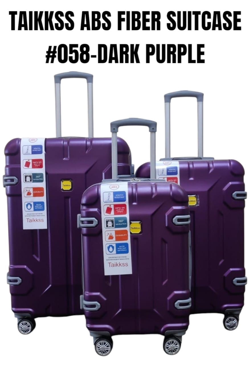 3 IN 1 TAIKKSS ABS FIBER SUITCASES 058-12 (SIZE 29)- Made of durable PVC material, Lightweight and easy to transport, Large suitcase, medium suitcase, and small carry-on suitcase