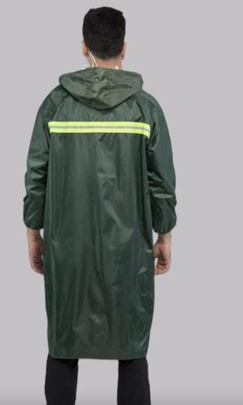 HEAVY DUTY ADULT SIZE RAIN COAT- Fitted with a hood, reflector and a zipper, Safe & Eco-friendly, Reusable & Portable,  Extremely Waterproof (Navy Blue & Army Green )