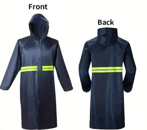 HEAVY DUTY ADULT SIZE RAIN COAT- Fitted with a hood, reflector and a zipper, Safe & Eco-friendly, Reusable & Portable,  Extremely Waterproof (Navy Blue & Army Green )