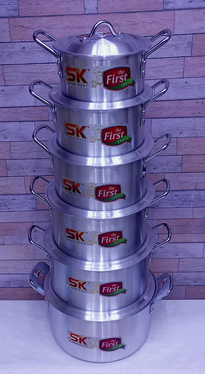 SK 12 Pcs Heavy Duty Aluminium Sufuria, 19cm,21cm,23cm,26cm,28cm, High quality brand
