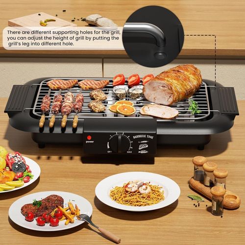 Electric Barbecue Grill, Featuring a large cooking surface, grill to perfection with the aid of an adjustable thermostat.