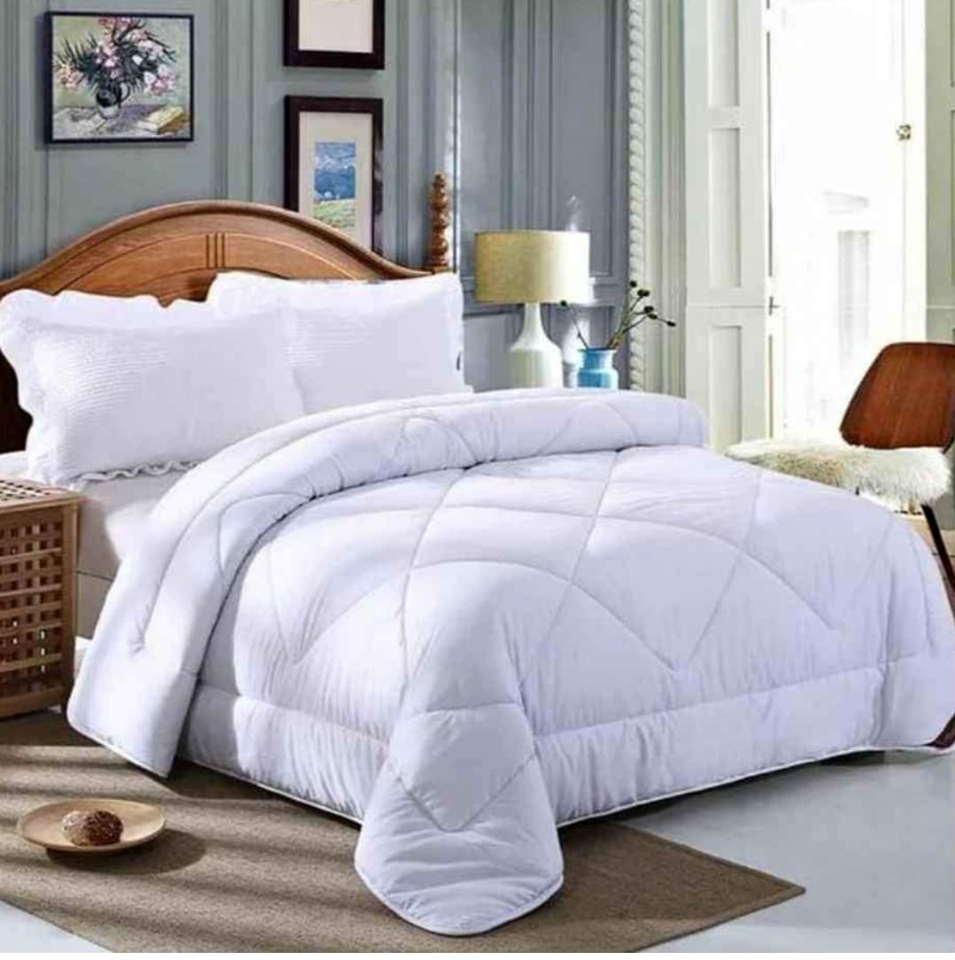 4 Pc White Cotton Plain Duvet Set –1 pc bedsheet, 2 pillow cases, 1 pc duvet Soft, Breathable & Comfortable Bedding, Made from 100% soft, breathable cotton.