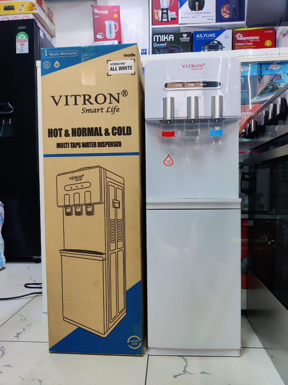 Vitron Dispenser Hot , Normal and Cold dispenser - Fast Heating & Cooling System, Instant temperature selection, Energy Efficient Operation, Low power consumption, Hot Water Safety Lock .