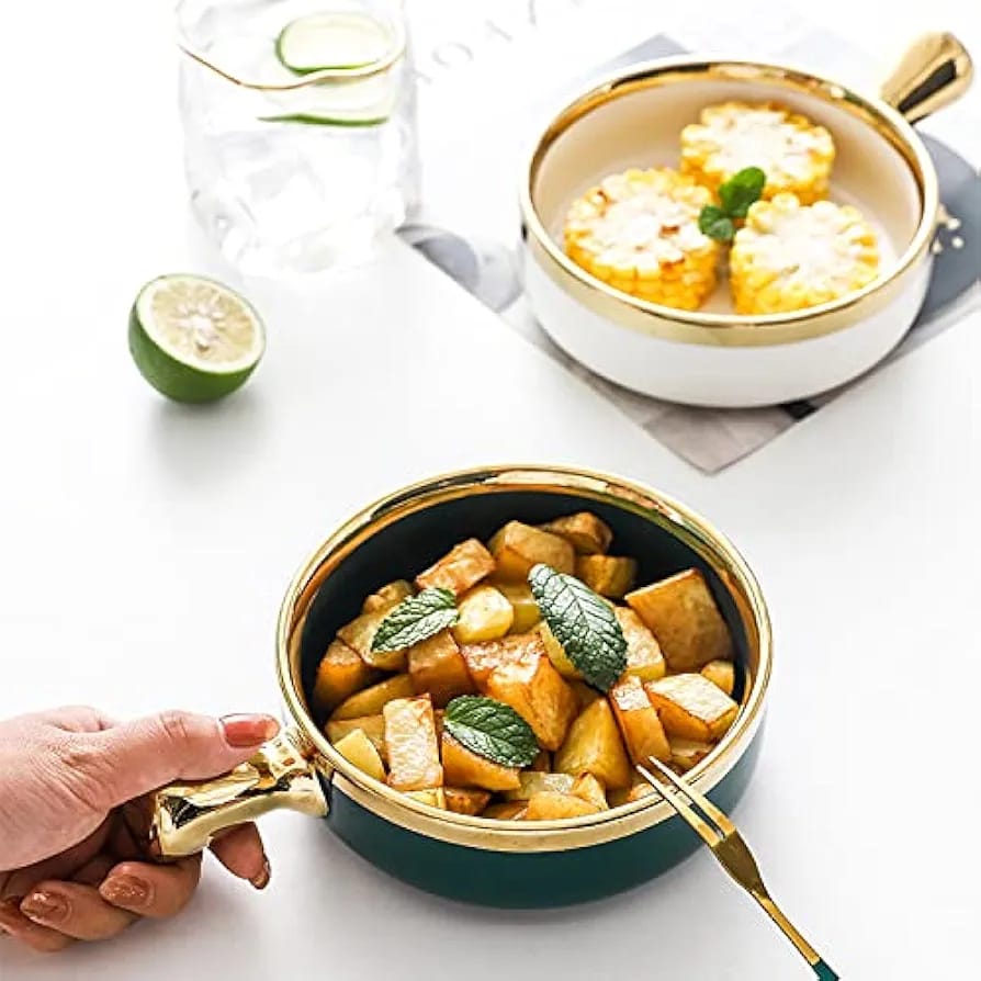 Porcelain Snack Bowl with Handle – Stylish & Convenient for Serving, Elegant Porcelain Design – Durable, smooth, and classy finish, Convenient Handle, Easy to carry and serve snacks, Perfect Size.
