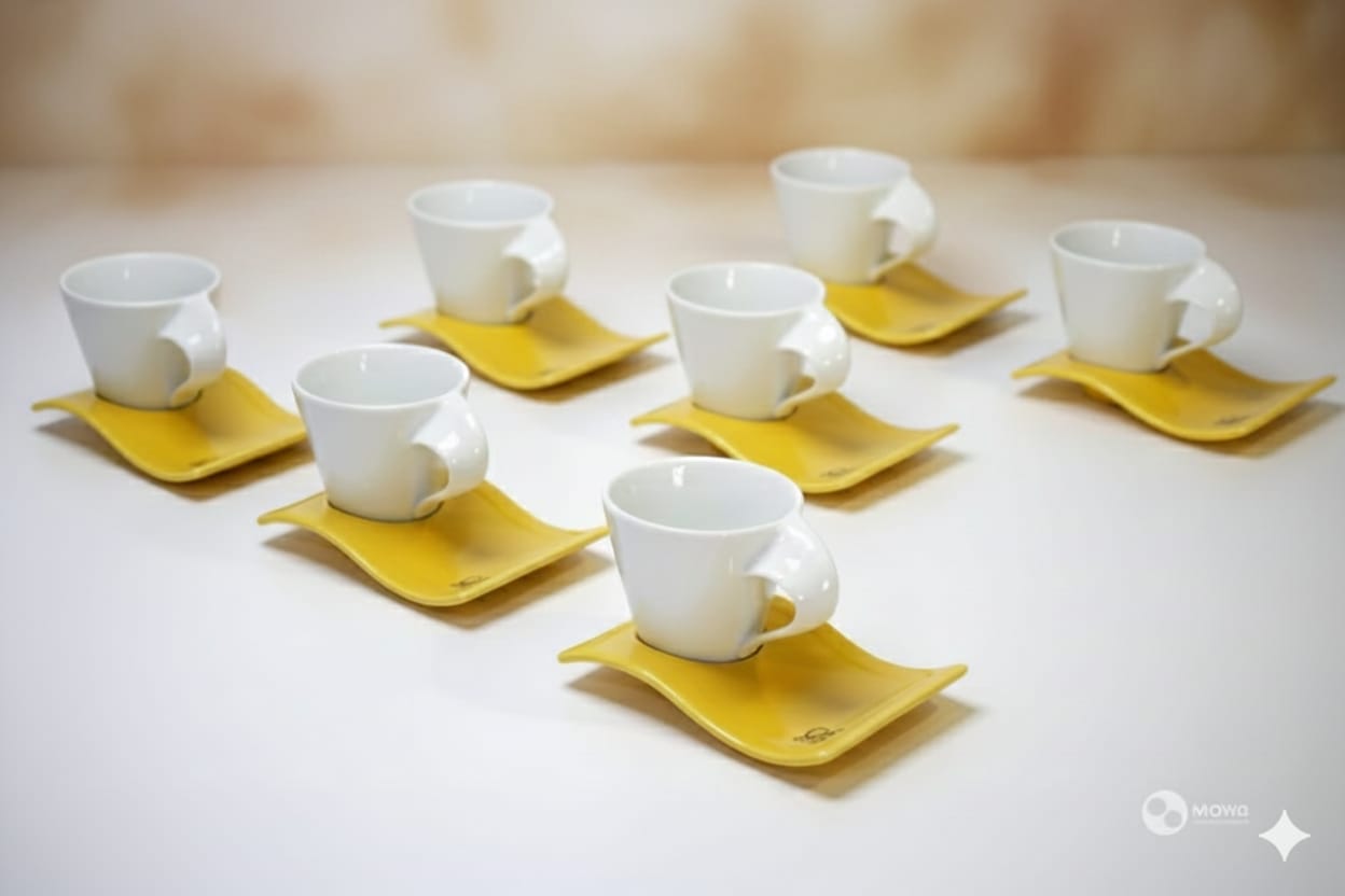 6-Piece Fancy Espresso Cup & Saucer Set – Elegant Coffee Experience, Adds sophistication to your coffee table, Durable, heat-resistant, and long-lasting, Ideal for espresso, macchiato, or small coffee