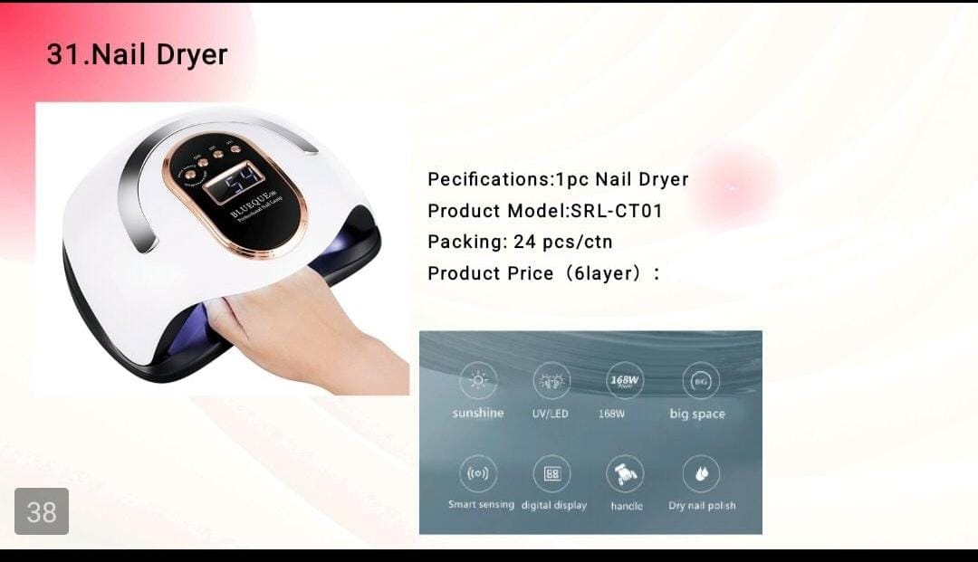 UV LED Nail Dryer Lamp – Fast Gel Polish Curing, Compatible with gel polish, builder gel & top coat, Fast drying – saves time at home or salon, Safe, skin-friendly light with low heat.