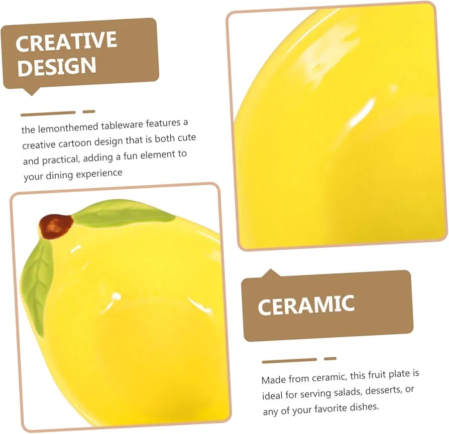 Ceramic Lemon Bowl – Yellow Fruit & Snack Serving Bowl,  Made from high-quality ceramic in a vibrant yellow finish, it’s perfect for serving fruits, snacks, desserts, or small treats.