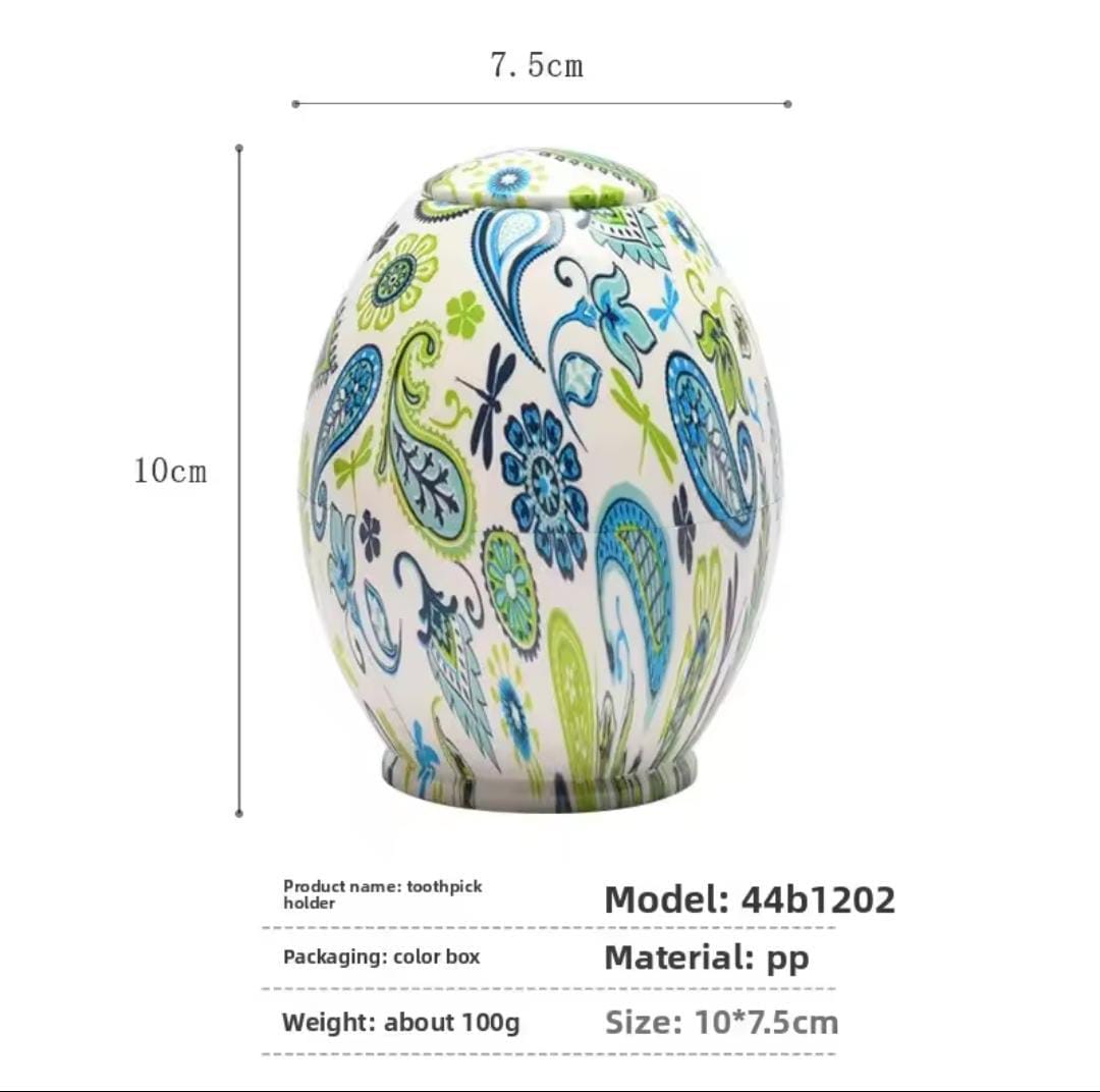 Egg-shaped toothpick dispenser -  Stylish and eye-catching, Easy-to-use dispenser, releases one toothpick at a time.