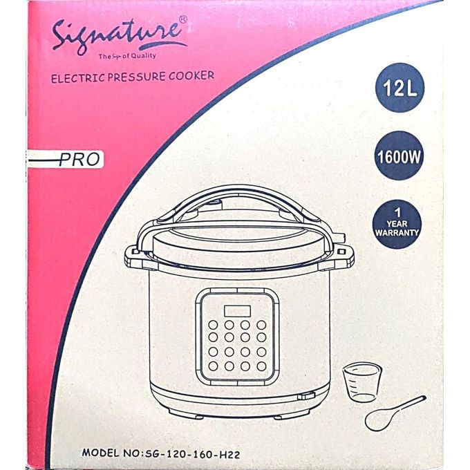 12 L SIGNATURE ELECTRIC PRESSURE COOKER - 1600W
12Lts two side aluminum inner pot with non-stick coating, 12 cooking settings to suit your favorite recipes, 4 digit LED display .