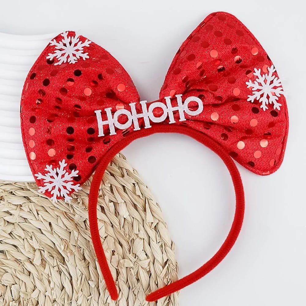 3 PCS CHRISTMASS BOW HEADBAND WITH LIGHTS - Red Sequin Bow Hair Hoop, Cute Big Bows Hair Band, Winter Xmas Headbands,  Holiday Party Gifts , Hair Accessory For Women And Kids .